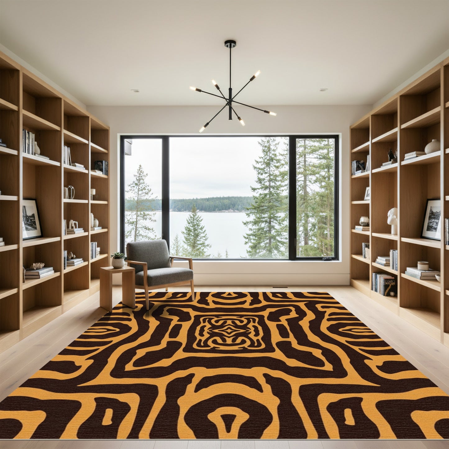 Amber Brown Organic Abstract Rug