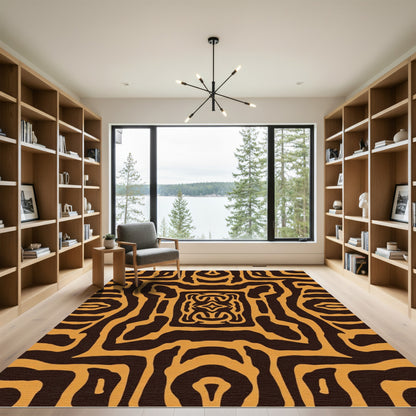 Amber Brown Organic Abstract Rug