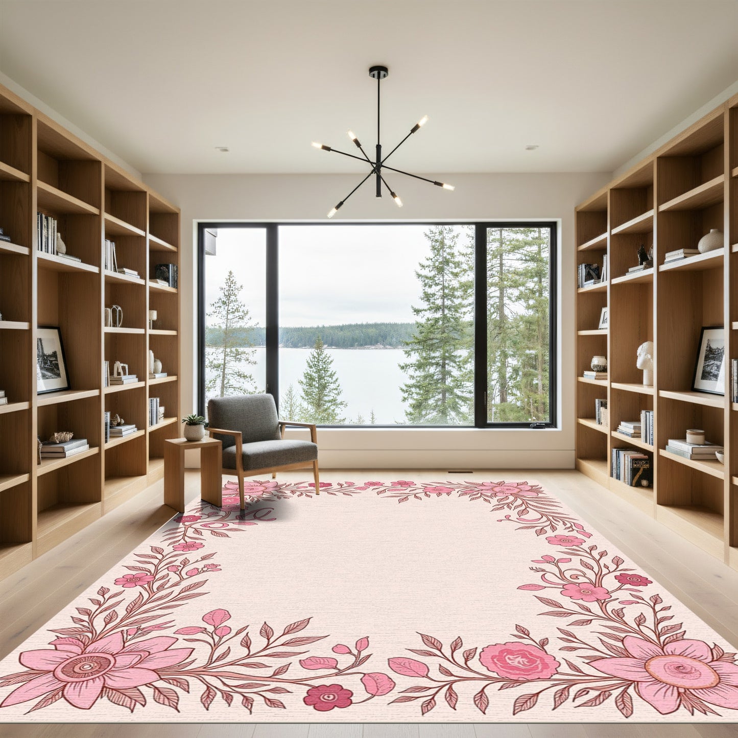 Charming Pink Blossom Vines Rug