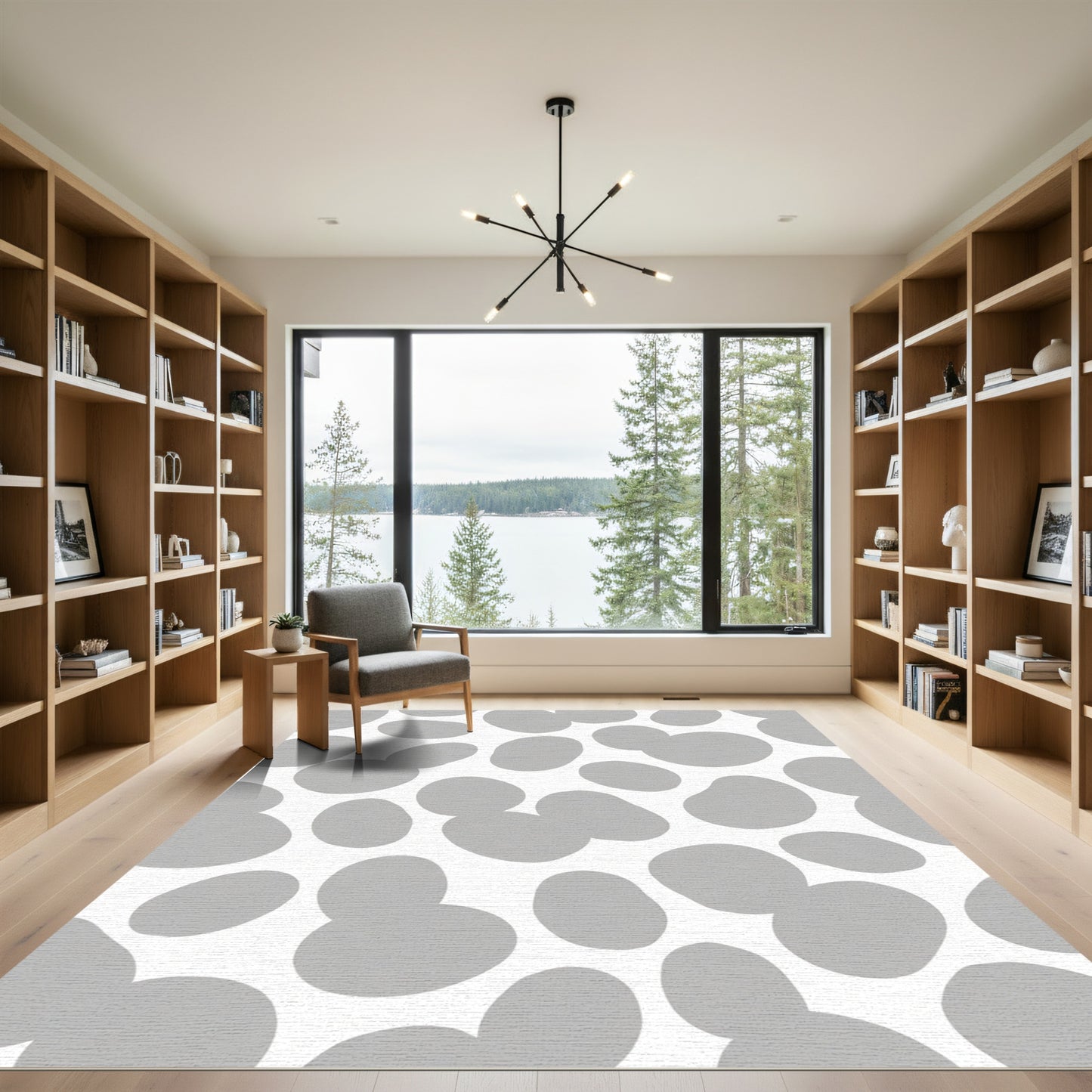 Soft Gray Organic Blob Scatter Rug