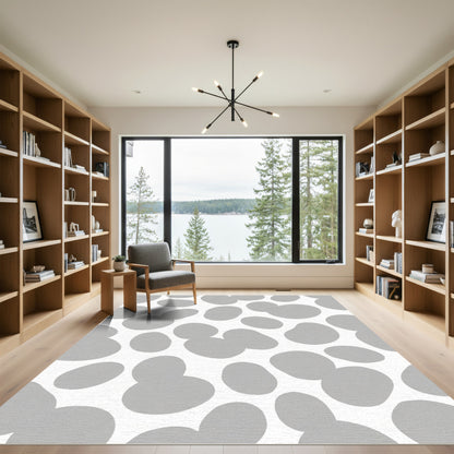 Soft Gray Organic Blob Scatter Rug