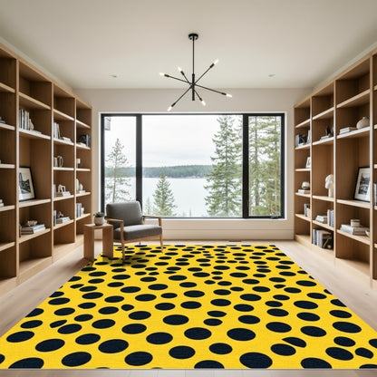 Bold Yellow Black Polka Dots Rug
