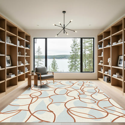 Terracotta Abstract Organic Swirl Rug
