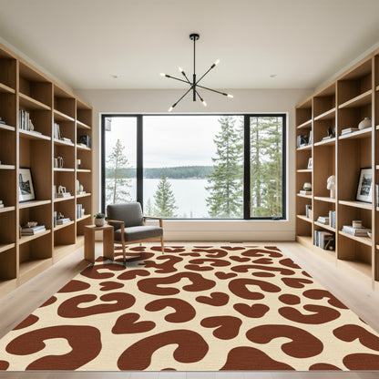 Brown Heart Spots Animal Print Rug