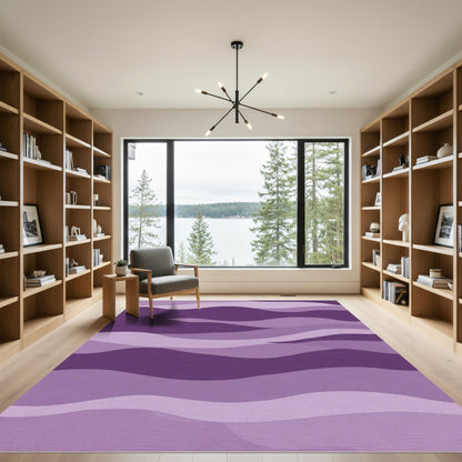Modern Lavender Abstract Wave Rug