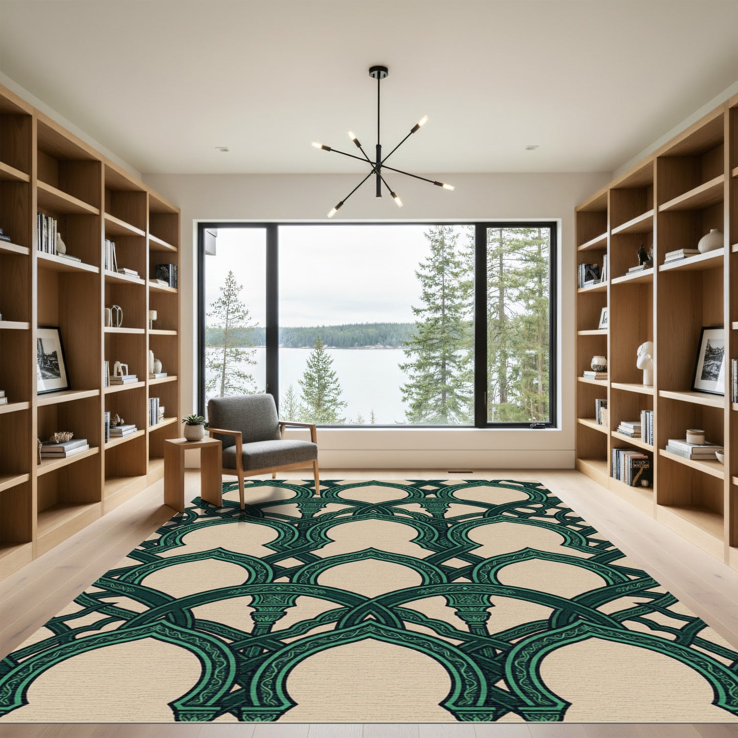 Emerald Green Interlocking Arch Medallions Rug