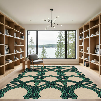 Emerald Green Interlocking Arch Medallions Rug