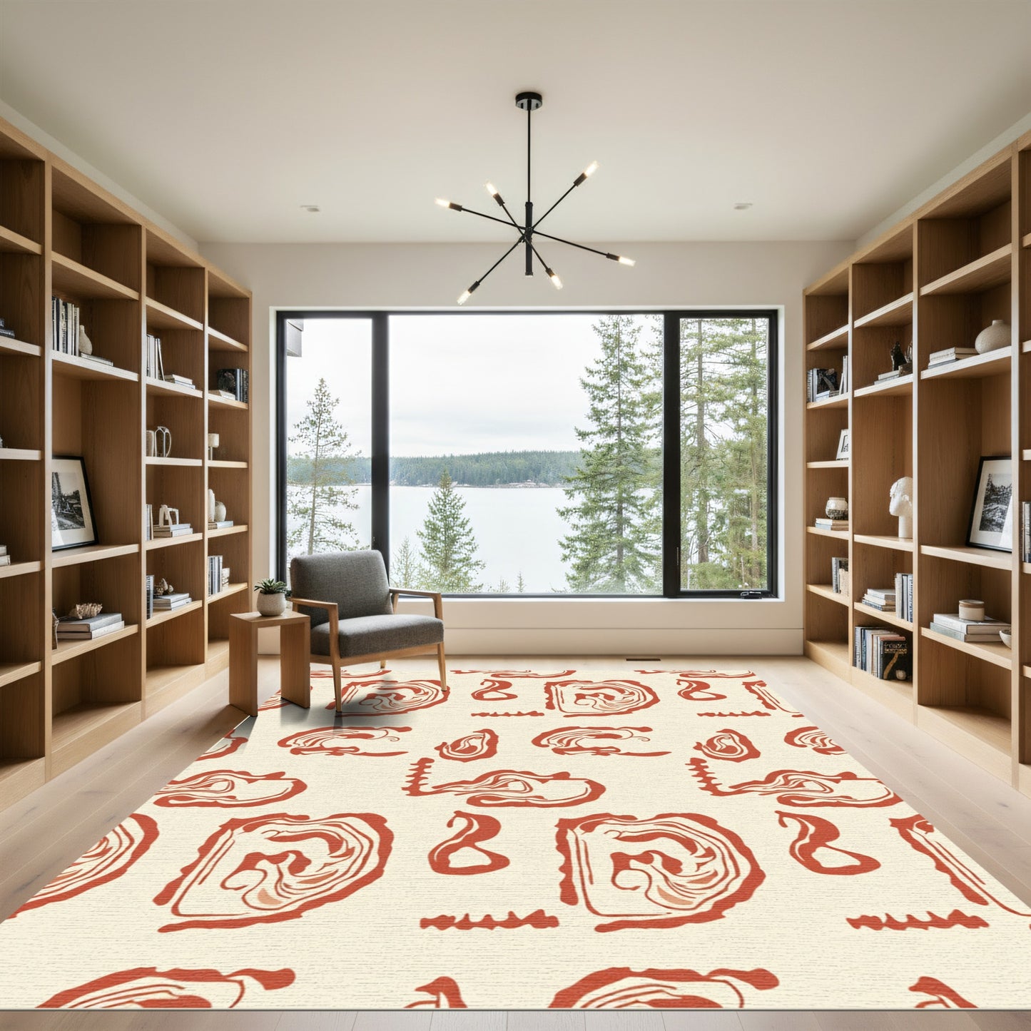Cream Terracotta Abstract Swirl Rug