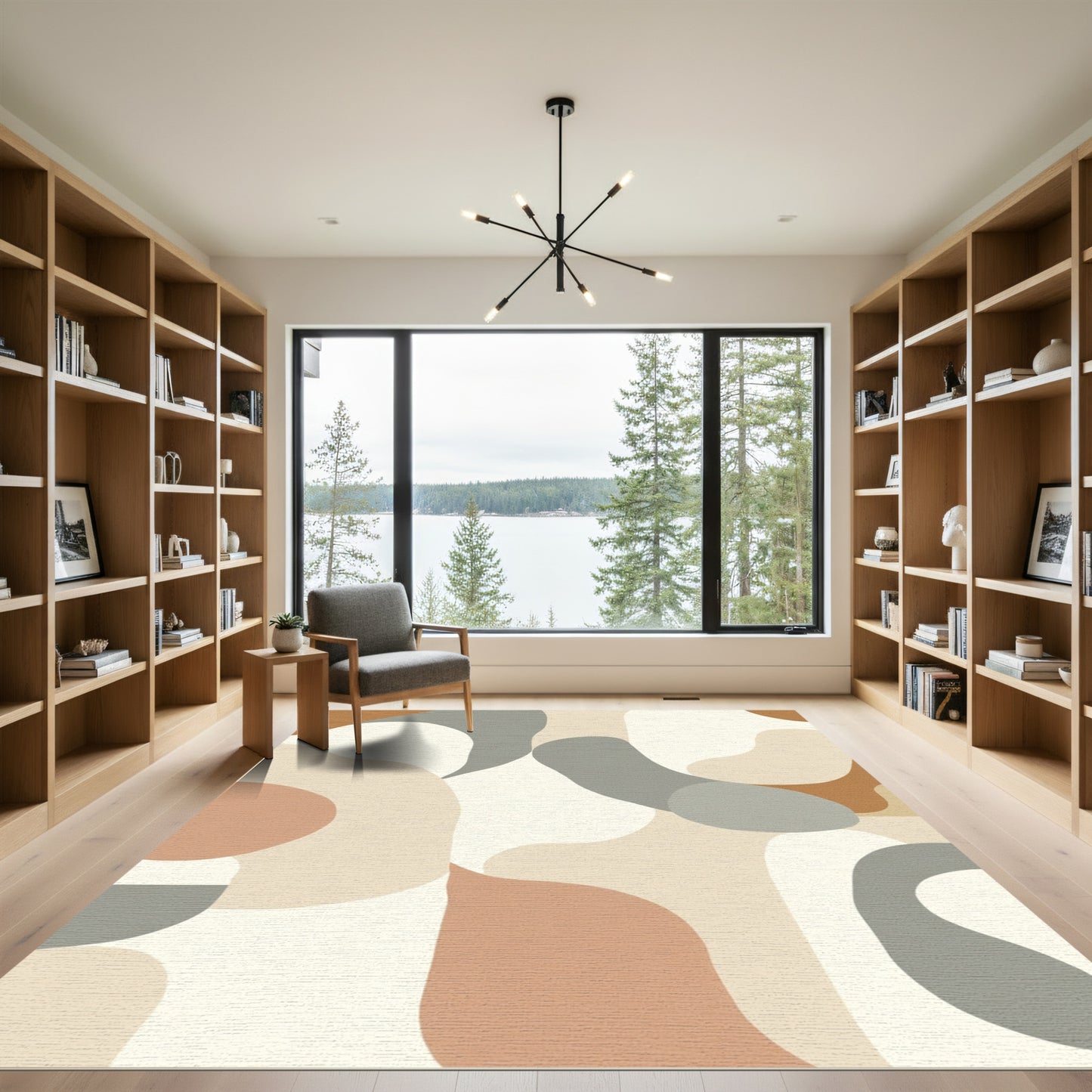 Organic Terracotta Gray Abstract Flow Rug
