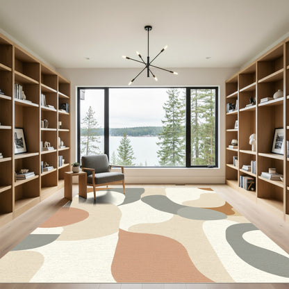 Organic Terracotta Gray Abstract Flow Rug