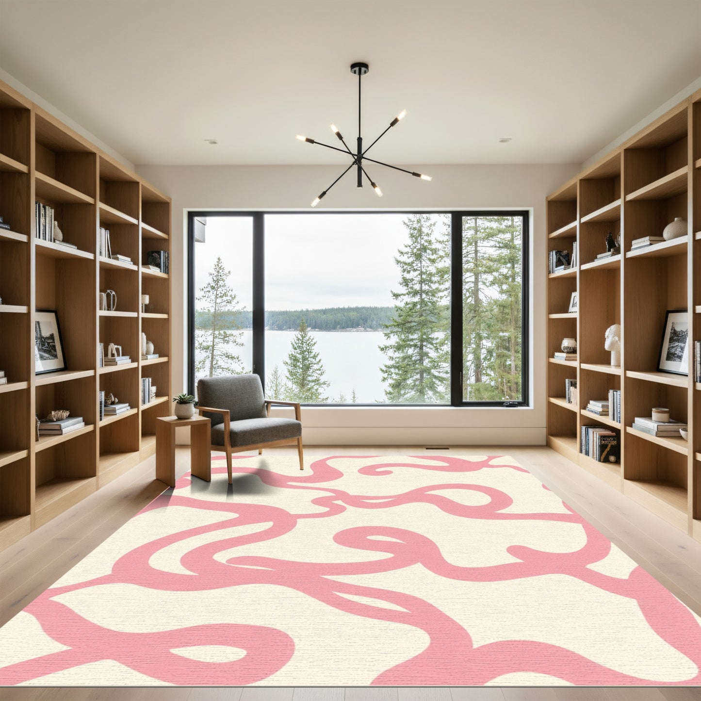 Blush Curve Organic Abstract Rug