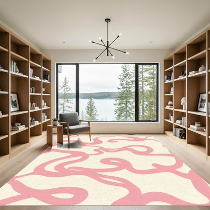 Blush Curve Organic Abstract Rug
