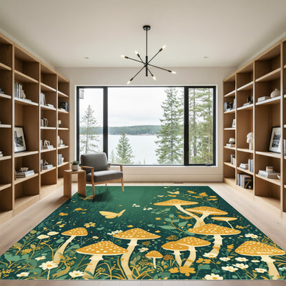 Enchanted Forest Mushroom Butterfly Collection Rug