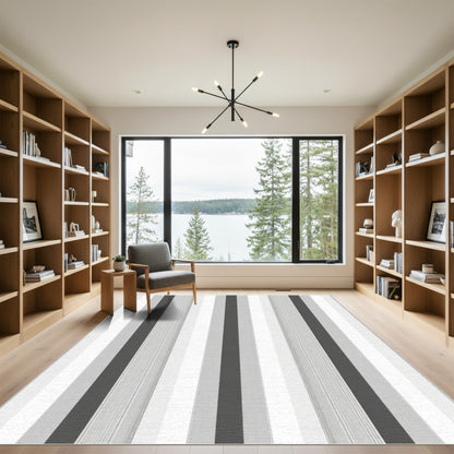 Modern Gray Stripe Variation Rug