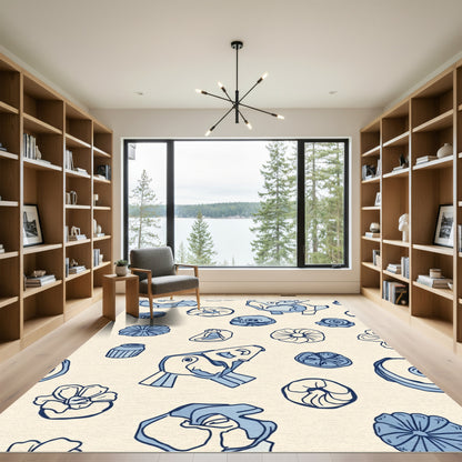 Pale Blue Ceramic Fossil Arrangement Rug