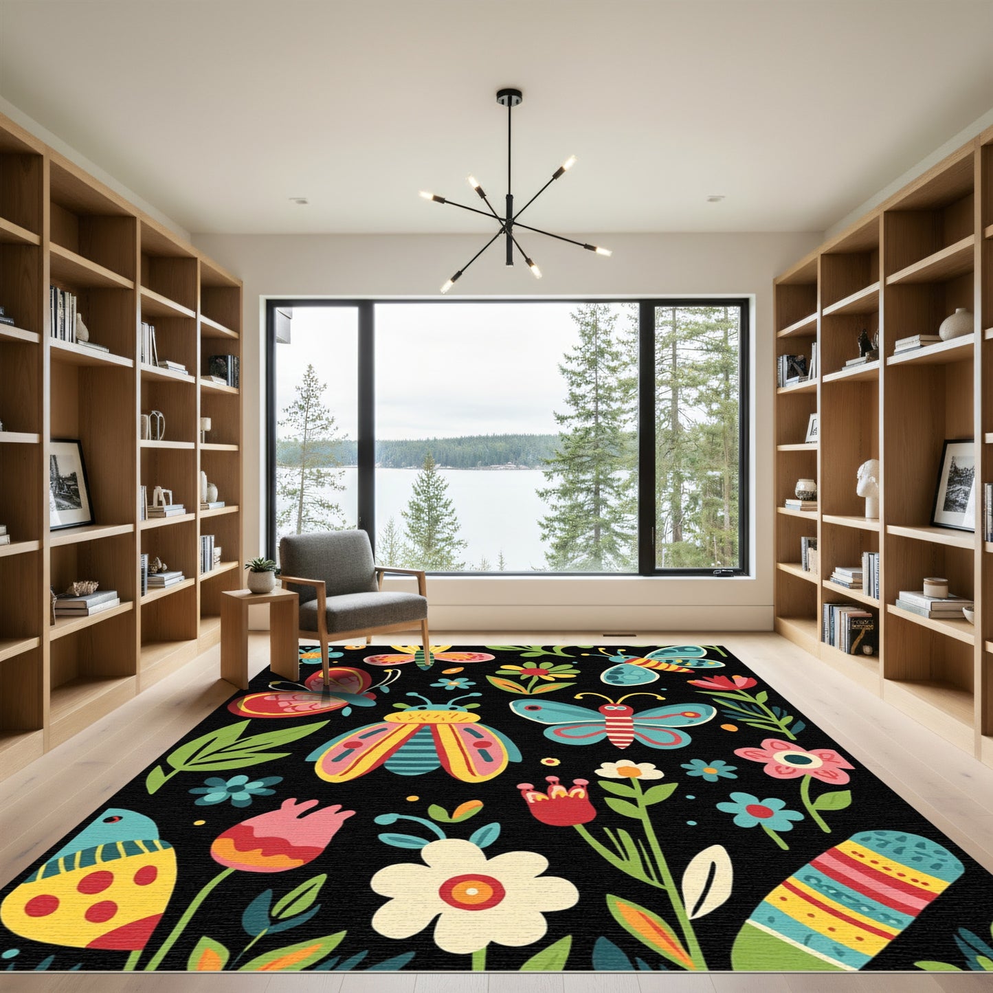 Whimsical Butterfly Bug Garden Collection Rug