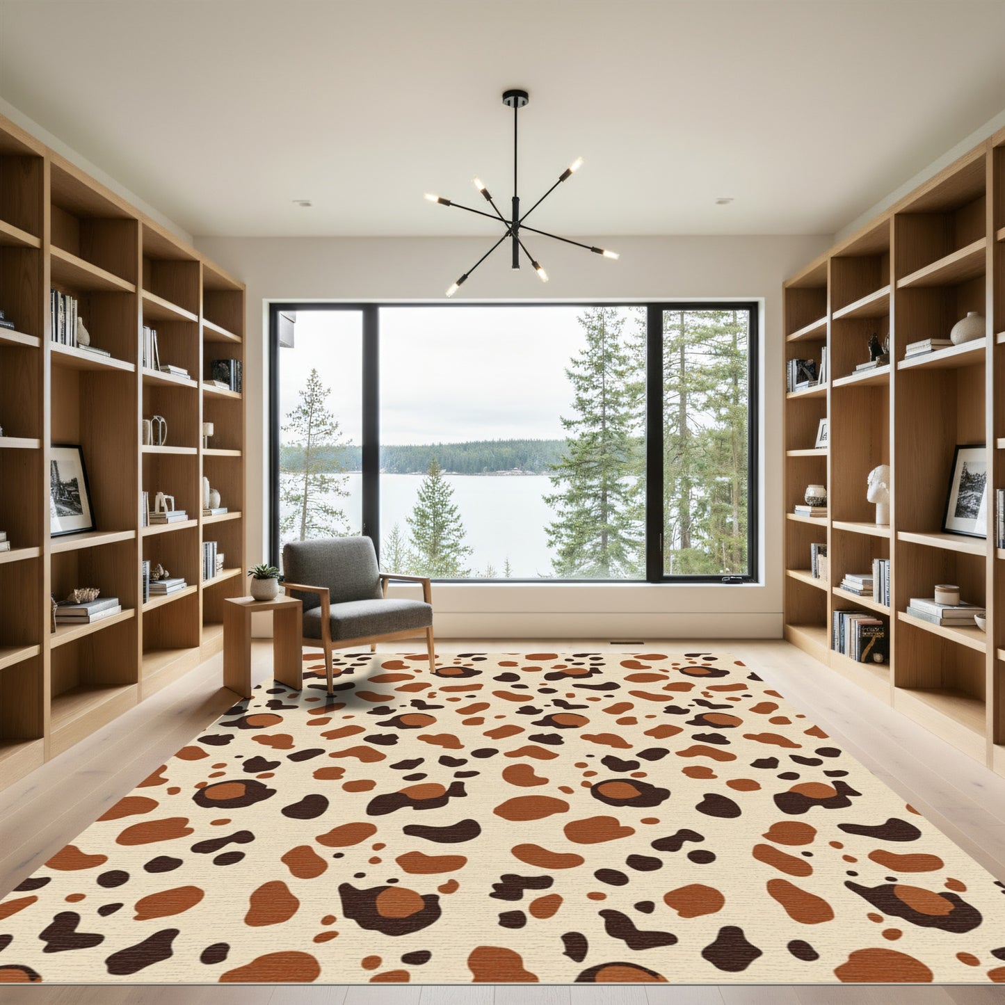 Brown Leopard Print Spots Rug