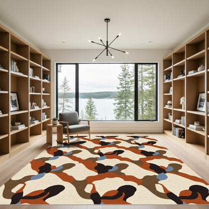 Burlap Camouflage Abstract Shapes Rug