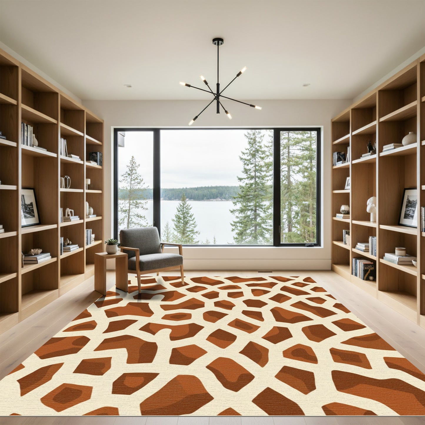 Earthy Tan Giraffe Spot Overlay Rug