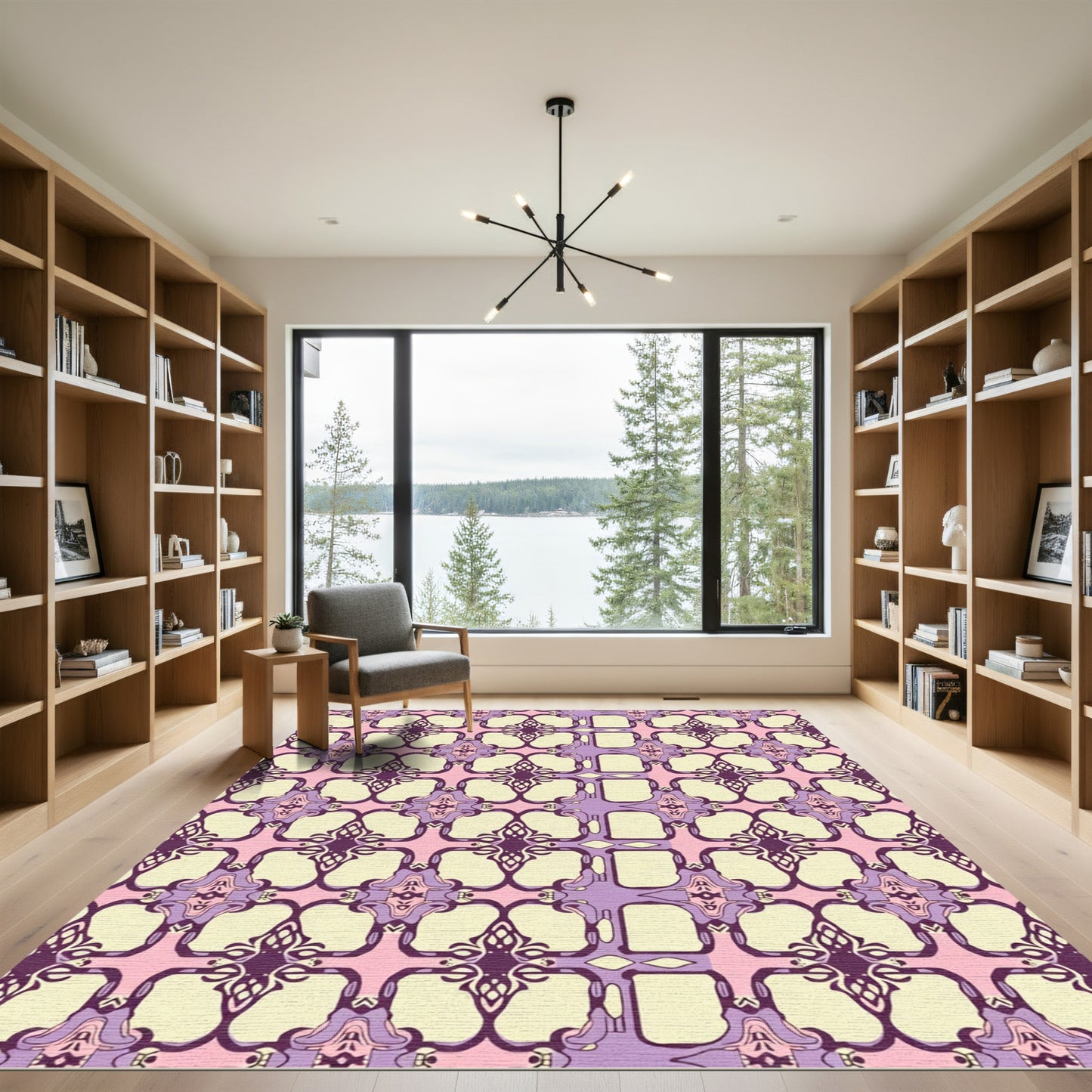 Amethyst Lilac Geometric Swirl Rug