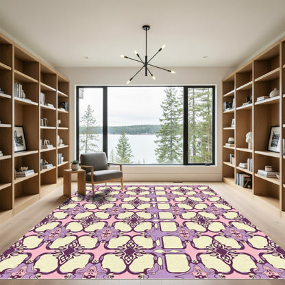 Amethyst Lilac Geometric Swirl Rug