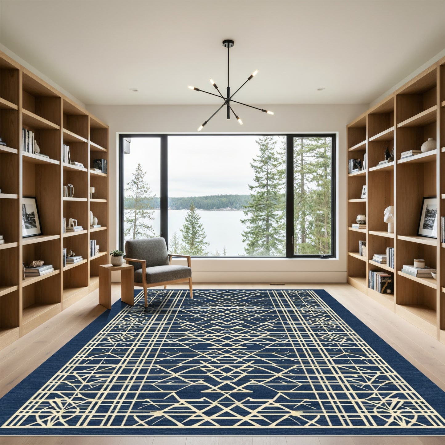 Antique Ivory Lattice Geometric Rug