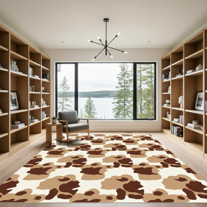 Brown Beige Camouflage Organic Shapes Rug