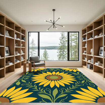 Sunny Yellow Sunflower Garden Rug