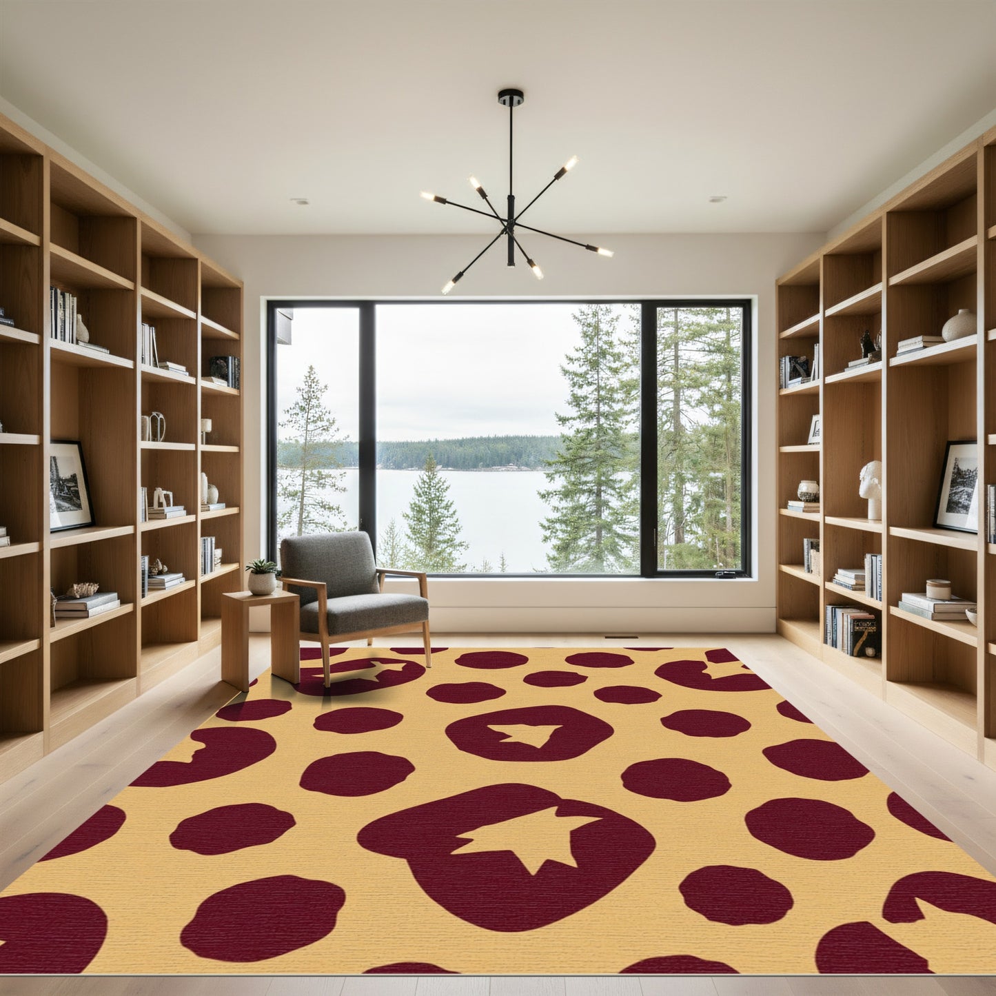 Maroon Spots Ochre Spots Scattered Bloom Rug