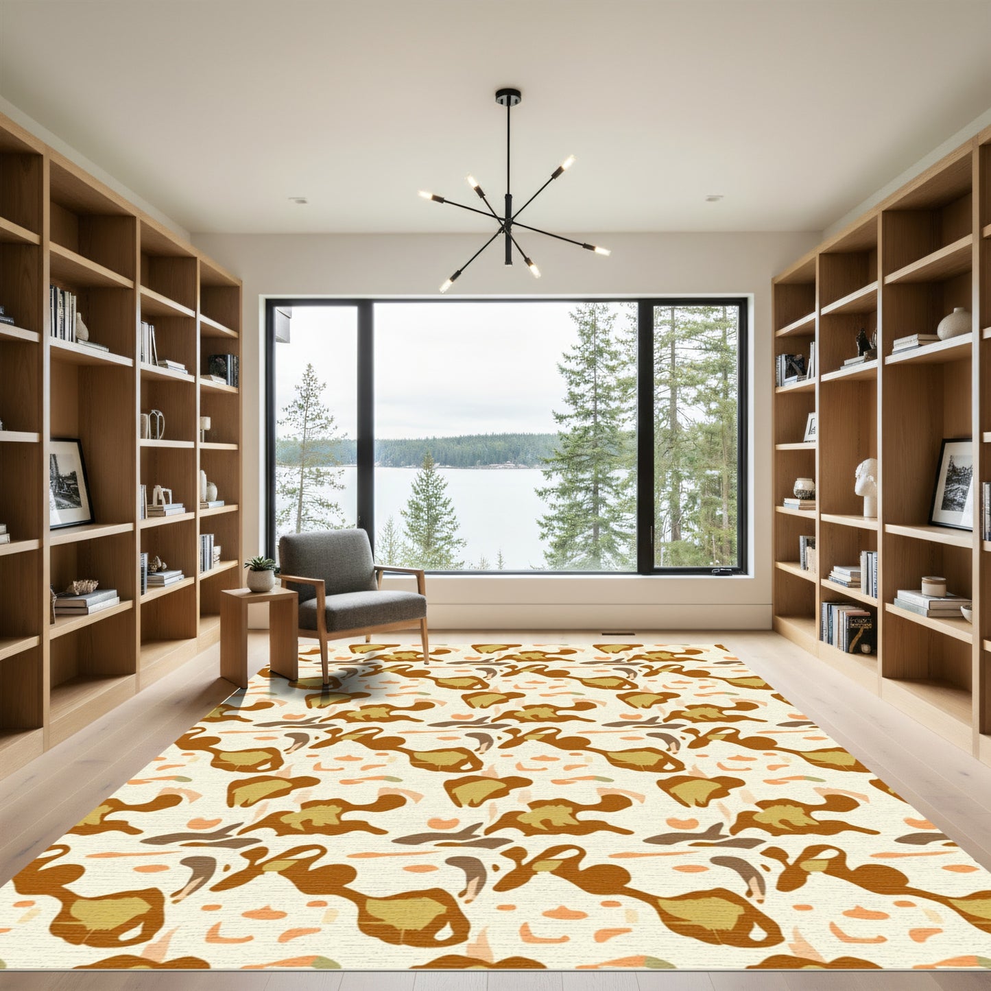 Earthy Abstract Organic Tan Shapes Rug