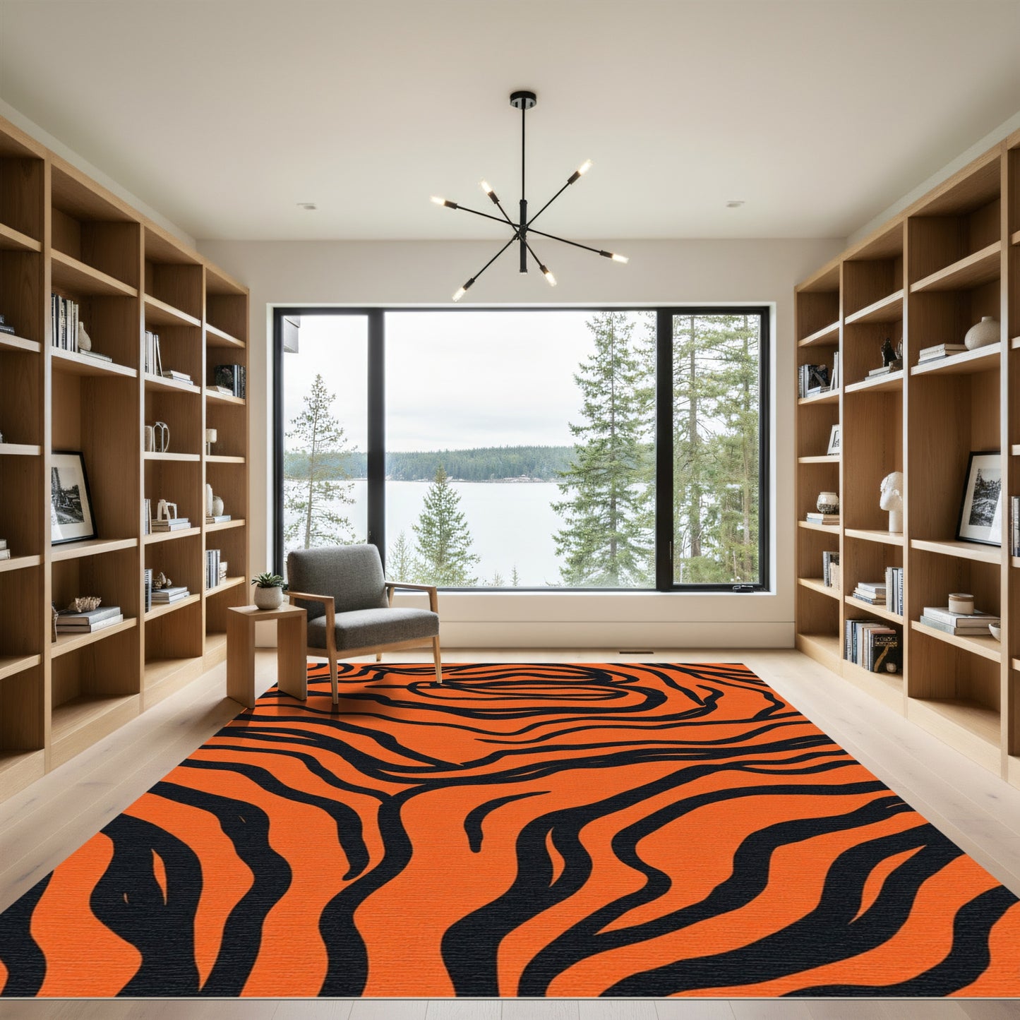 Bold Orange Black Tiger Stripes Rug