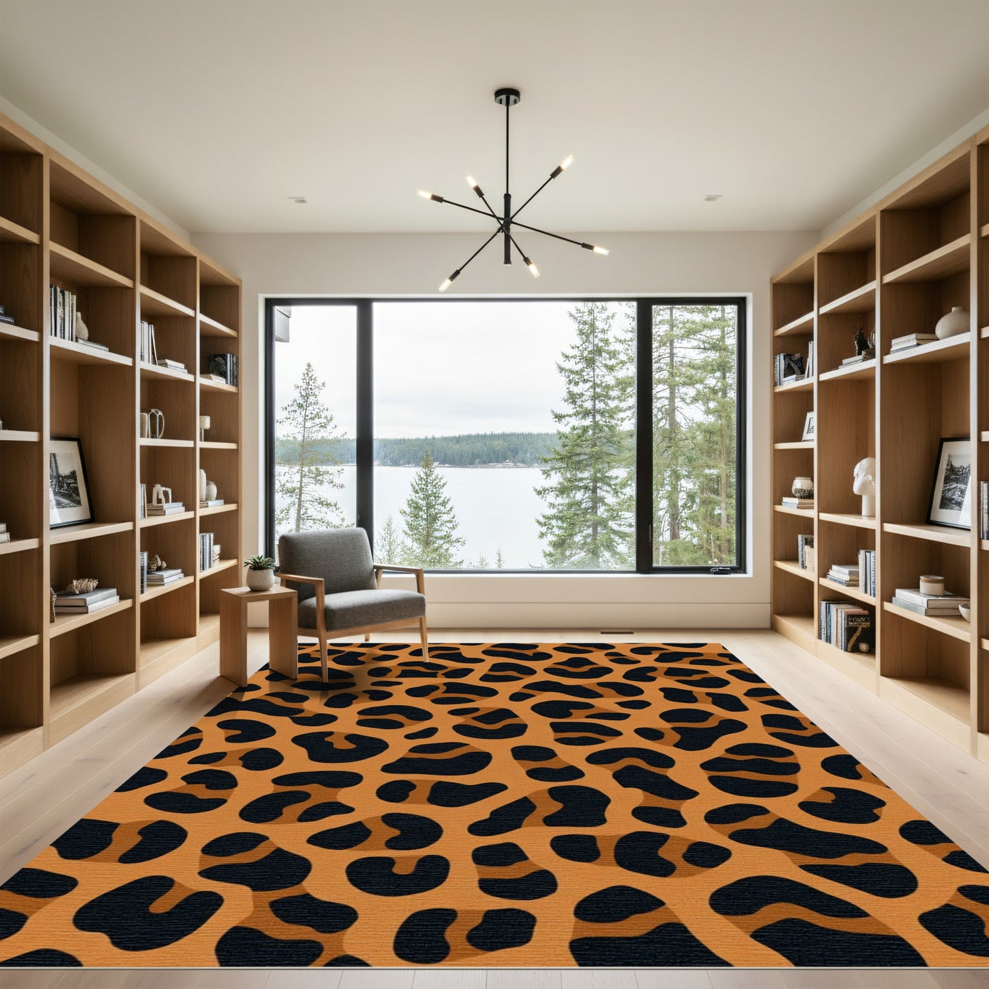 Bold Black Orange Animal Spots Rug