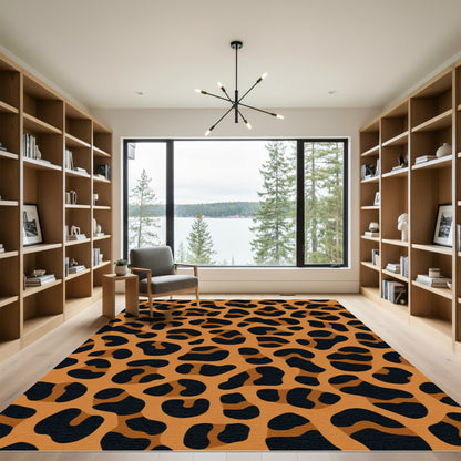Bold Black Orange Animal Spots Rug
