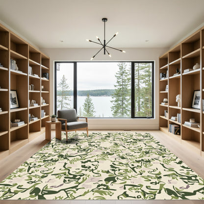 Abstract Green Woodland Camouflage Texture Rug