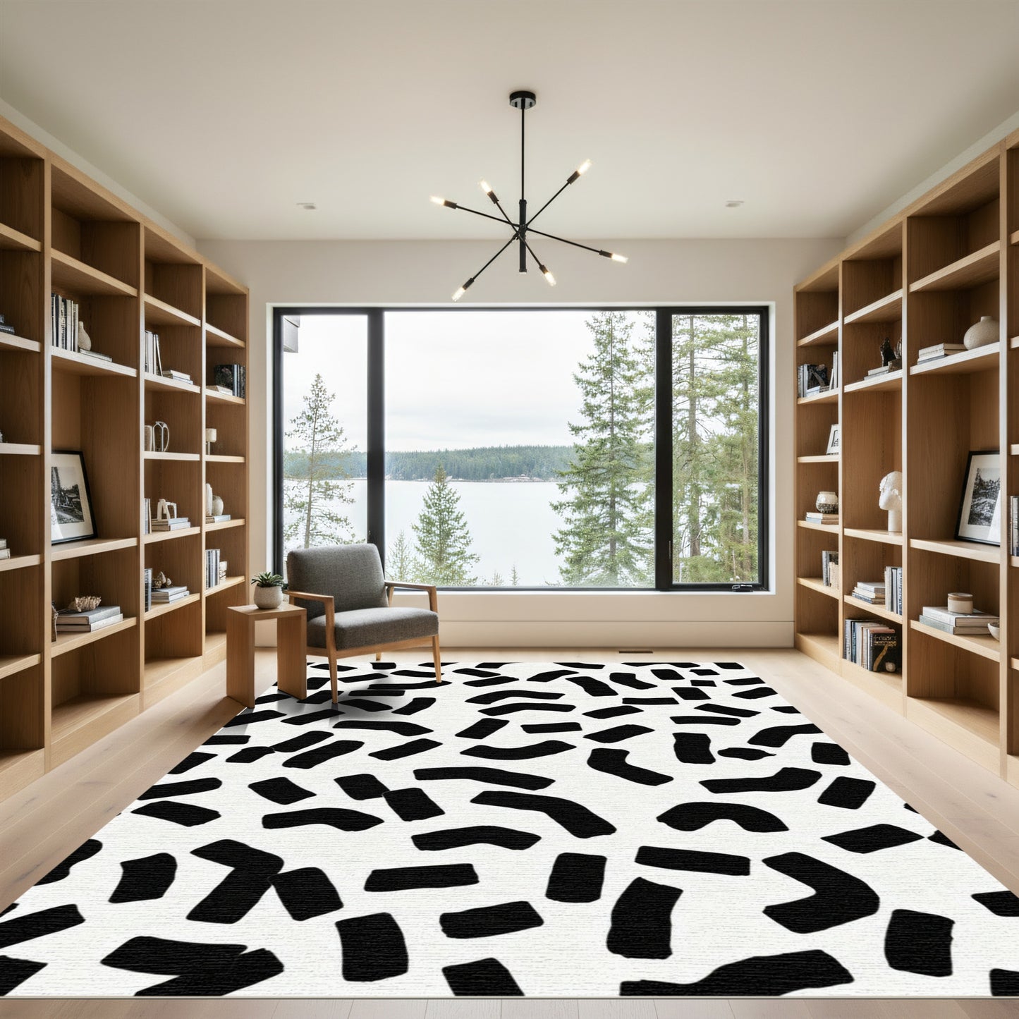 Black White Brushstroke Scatter Rug
