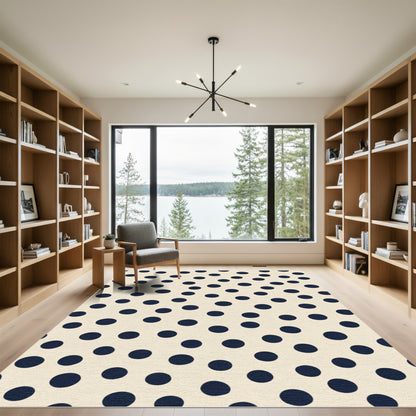 Cream Navy Polka Dot Scatter Rug