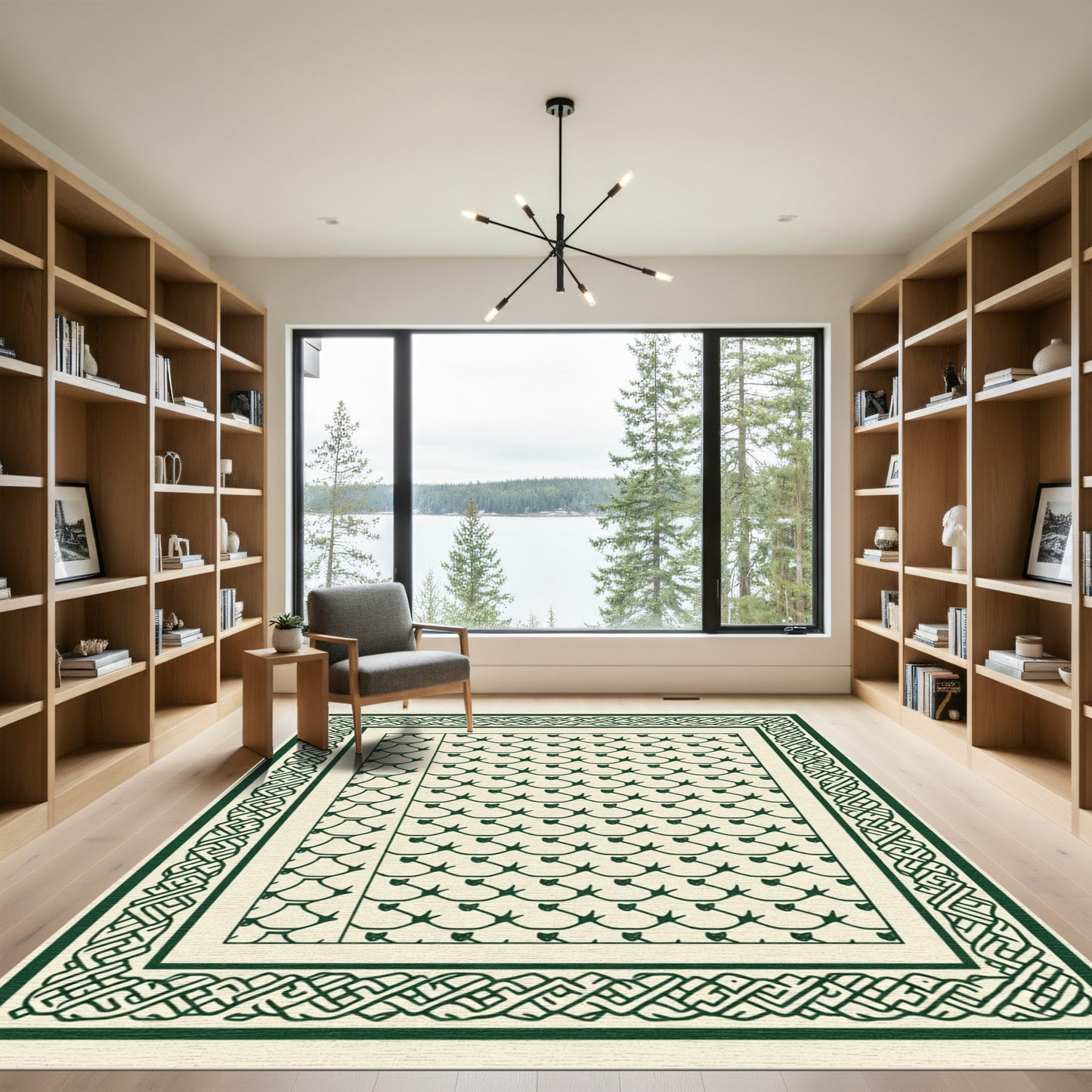 Green Celtic Knot Scale Border Rug