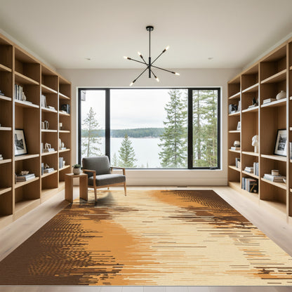 Earthy Gradient Pixelated Stripe Rug
