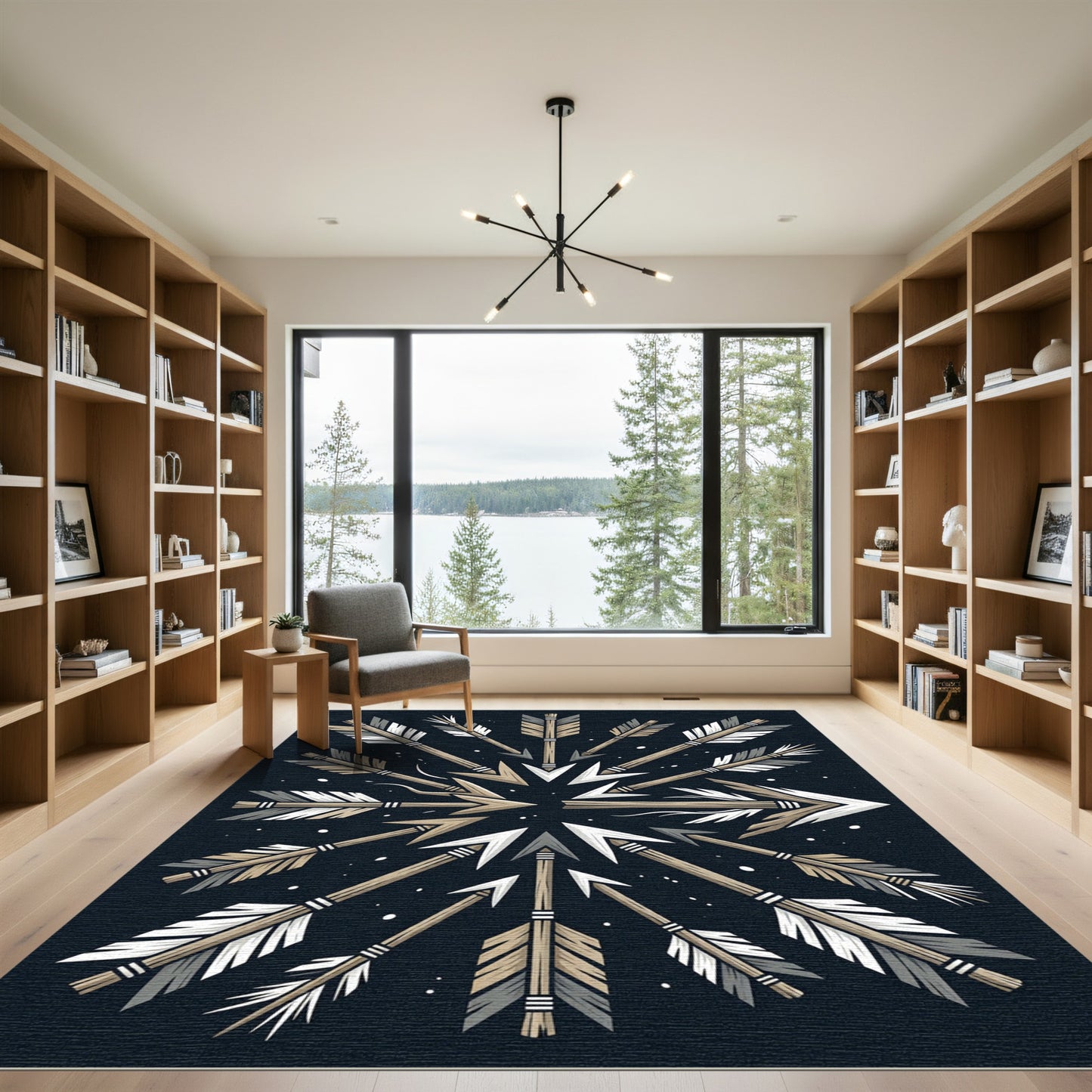 Earthy Tribal Arrows Radiating Outward Rug
