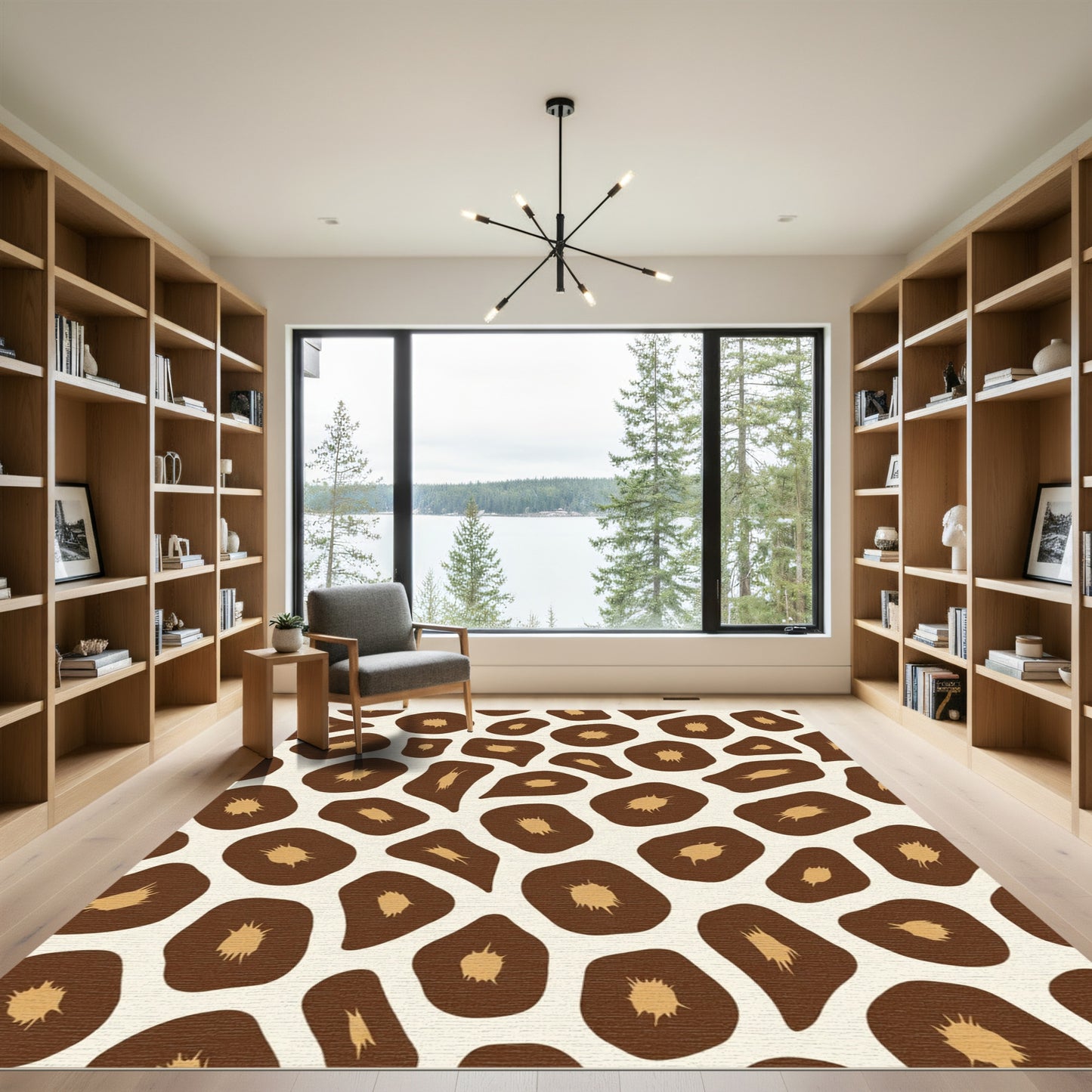 Brown Beige Giraffe Spots Rug