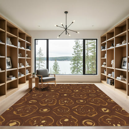 Earthy Brown Floral Abstract Rug
