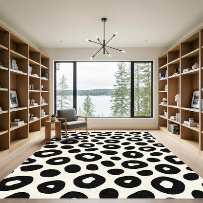 Black Cream Spotted Leopard Spots Rug
