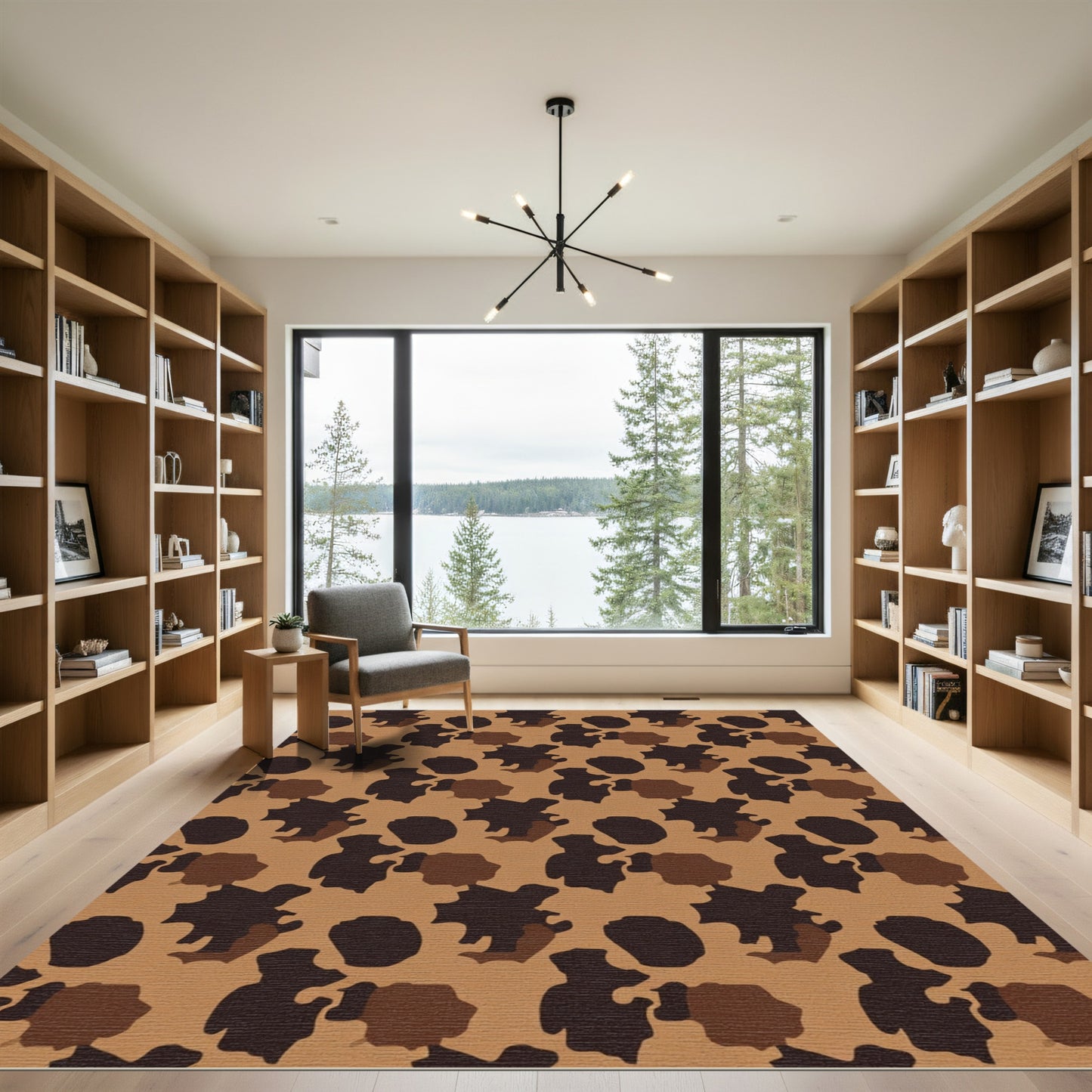 Earthy Brown Leopard Spots Rug