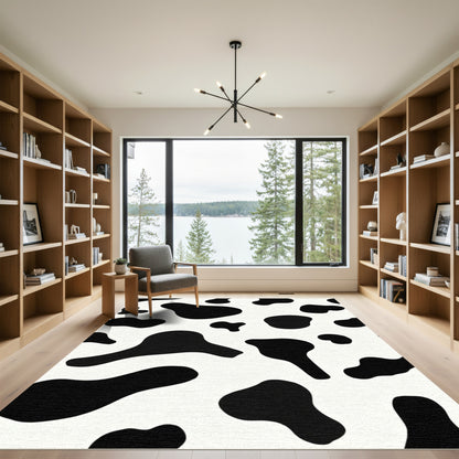Bold Black White Organic Spots Rug