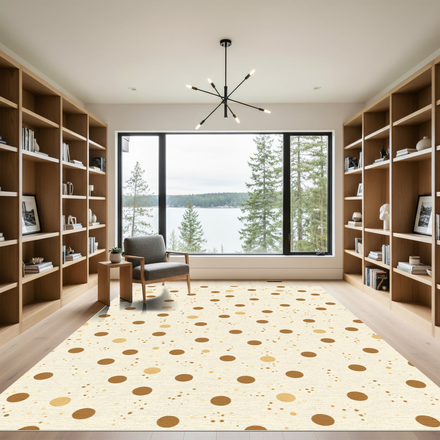 Warm Golden Polka Dot Scatter Rug