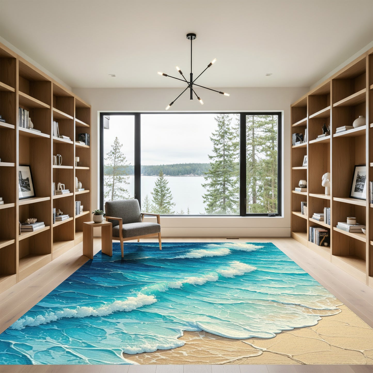 Foamy Crashing Turquoise Waves Rug