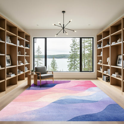 Purple Pink Blue Fluid Wave Rug