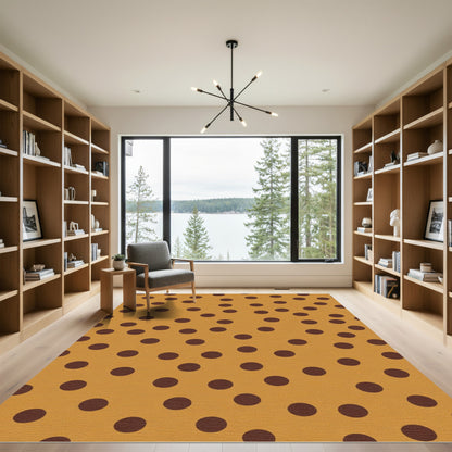 Brown Polka Dots On Amber Background Rug