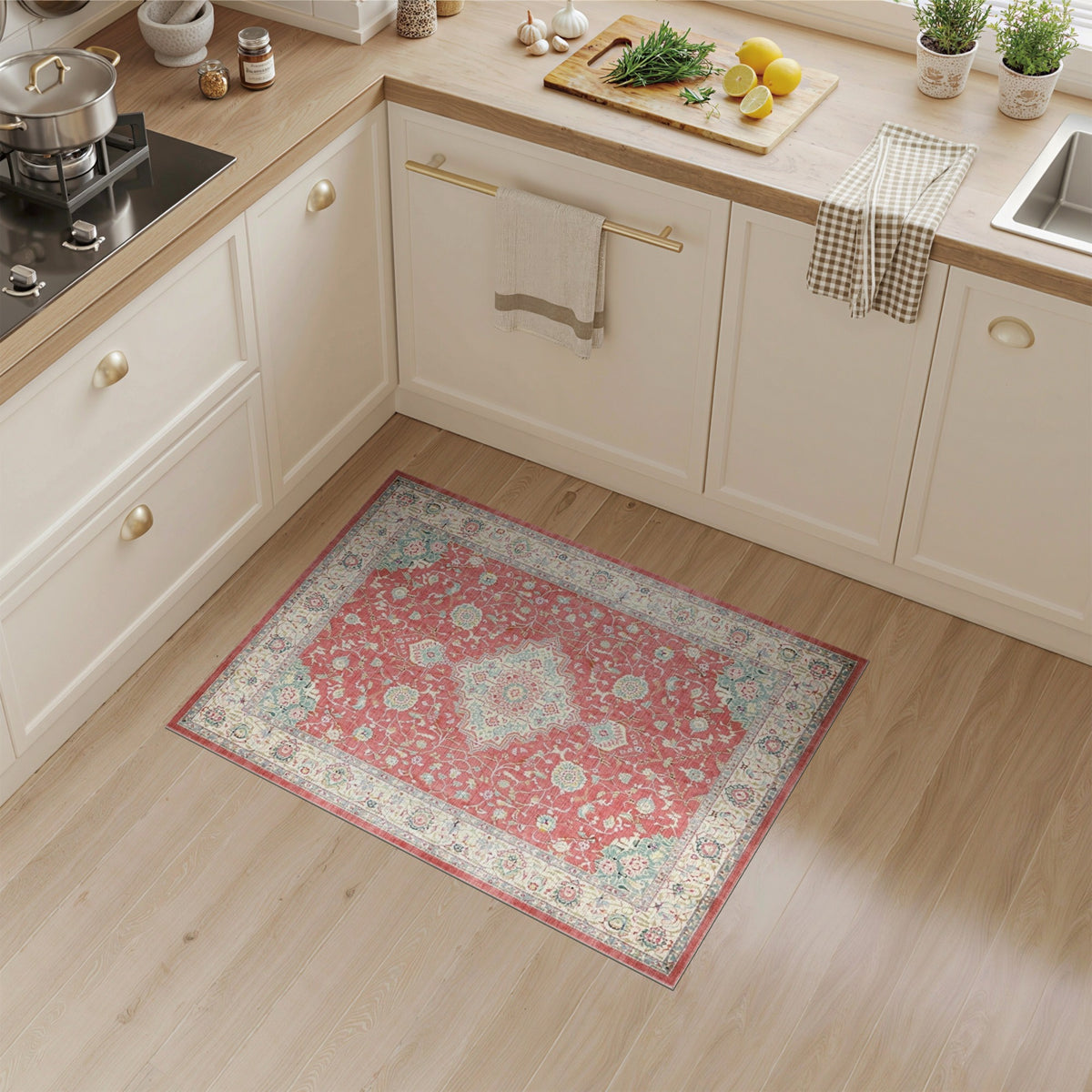 Red Persian Floral Medallion No. 26 Area Rug