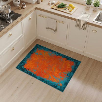 Vibrant Abstract Area Vibrant Orange Swirl Abstract Area Rug